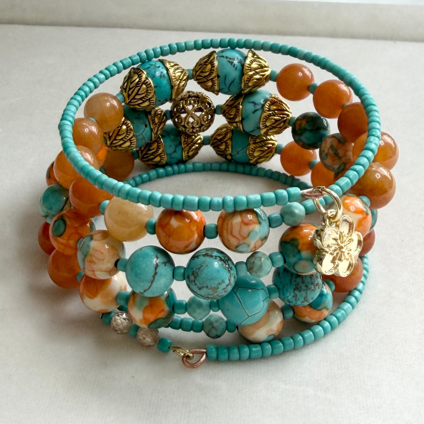 Turquoise Sunset Memory Wire Bracelet