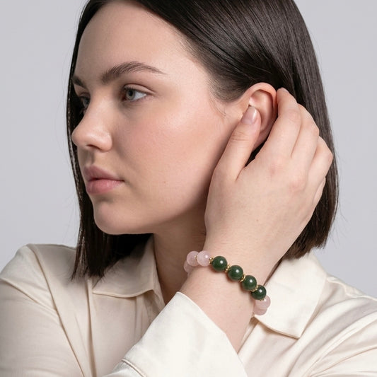 Heart & Harmony – Rose Quartz & Nephrite Jade Bracelet