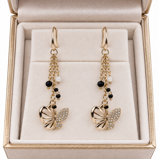 Butterfly Gold-Plated Dangle Earrings