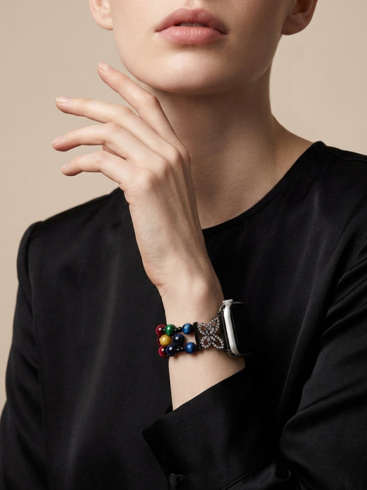 Multicolor Tiger’s Eye Butterfly Smartwatch Band