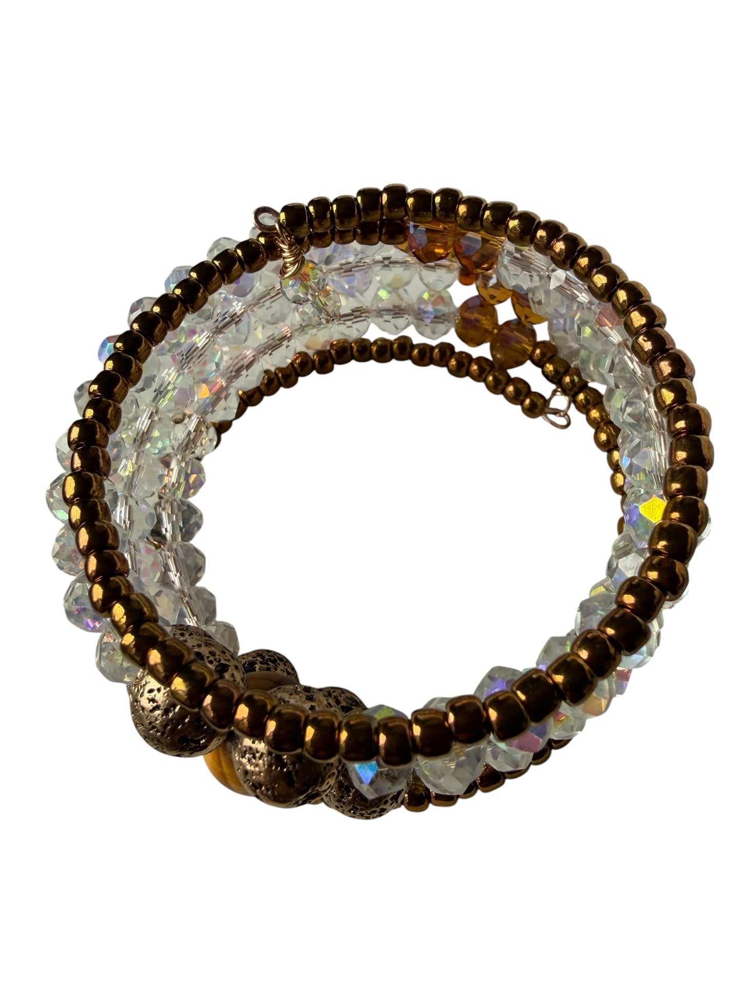 Golden Guardian Tiger Eye Memory Wire Bracelet