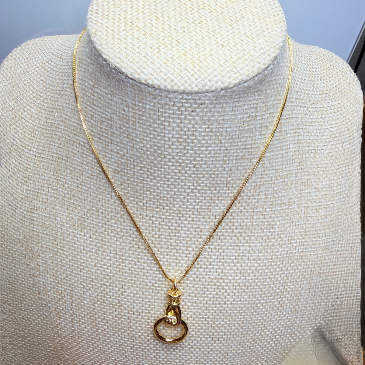 18K Gold-Filled Hand & Ring Pendant Necklace