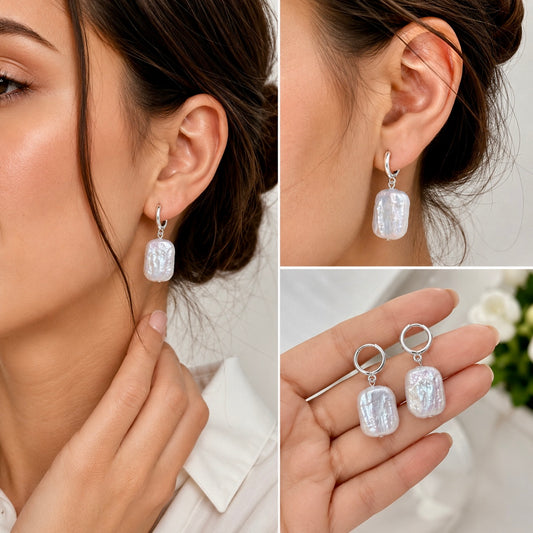 Freshwater Pearl Huggie Earrings | Sterling Silver-Plated Hoops
