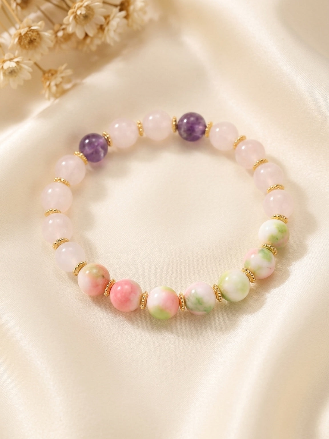 Tranquil Heart Bracelet – Persian Jade, Rose Quartz & Milky Quartz