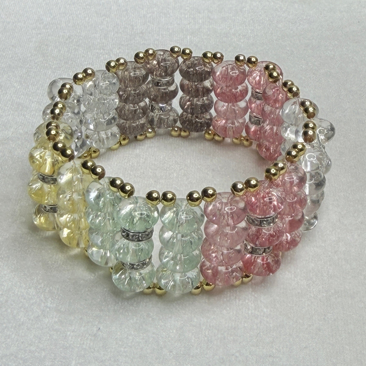Colorful Cracked Crystal Rondelle Bracelet