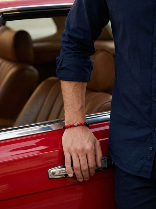Vital Force – Red Coral & Black Onyx Unisex Bracelet (10mm)
