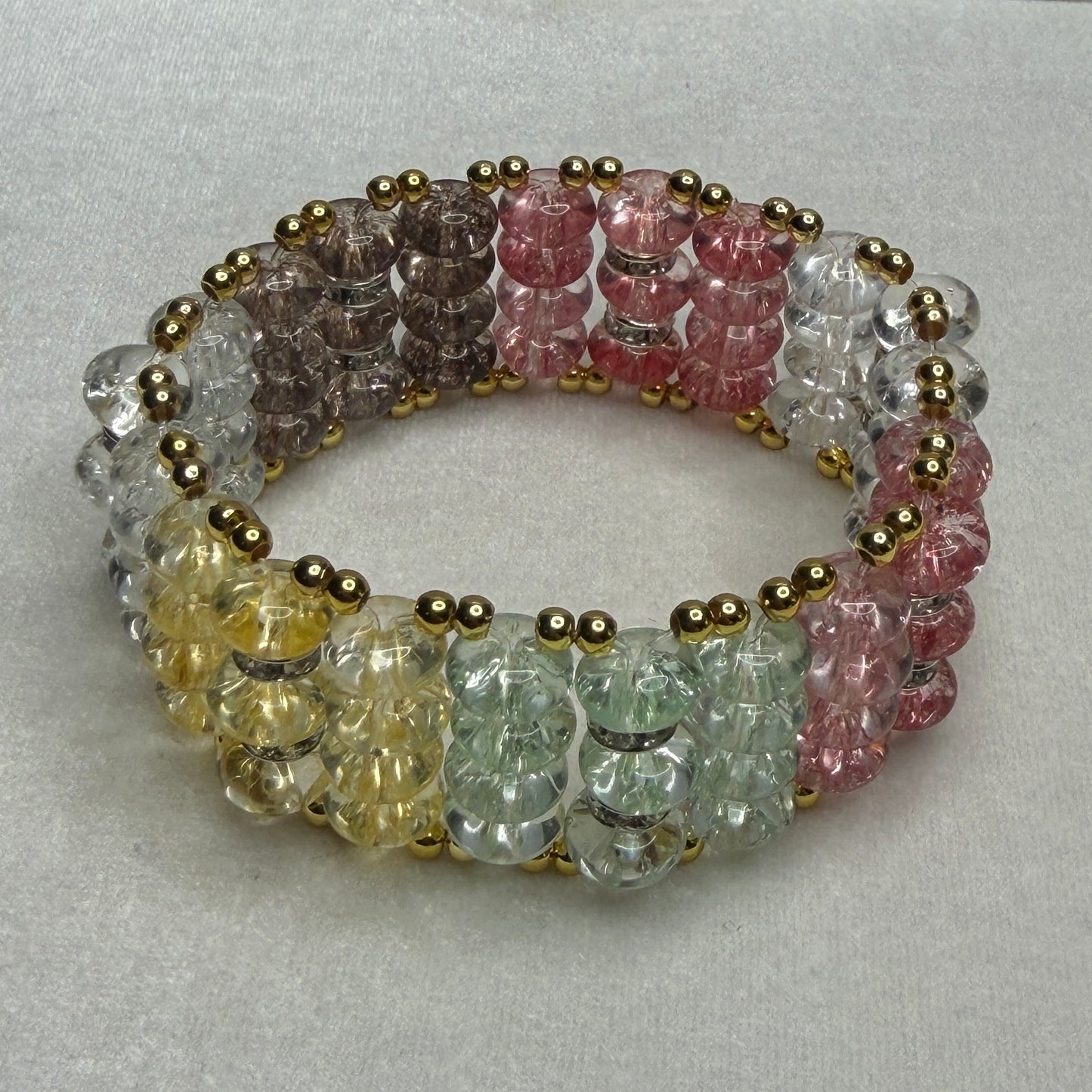 Colorful Cracked Crystal Rondelle Bracelet
