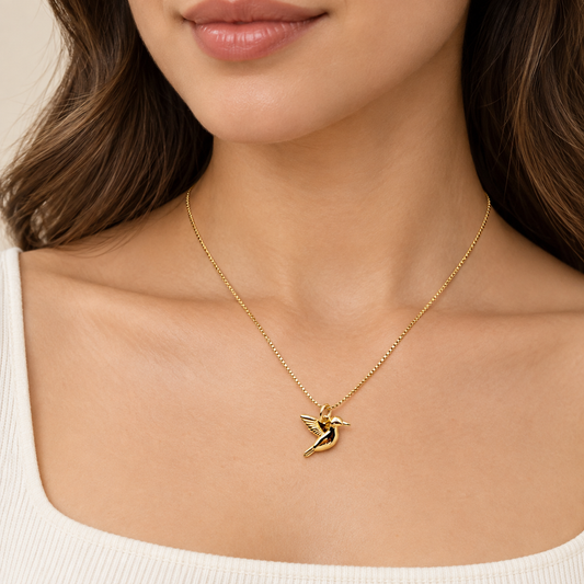18K Gold-Filled Hummingbird Pendant Necklace