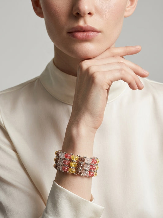 ✨ Sunset Sparkle Cracked Crystal Statement Bracelet – 7½”