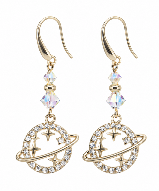 Planet Star Gold-Plated Earrings