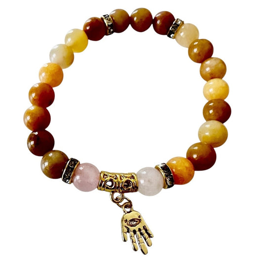 Golden Lace Jade Evil Eye Hand Bracelet