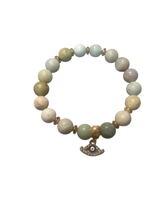 Dendritic Jasper Evil Eye Bracelet