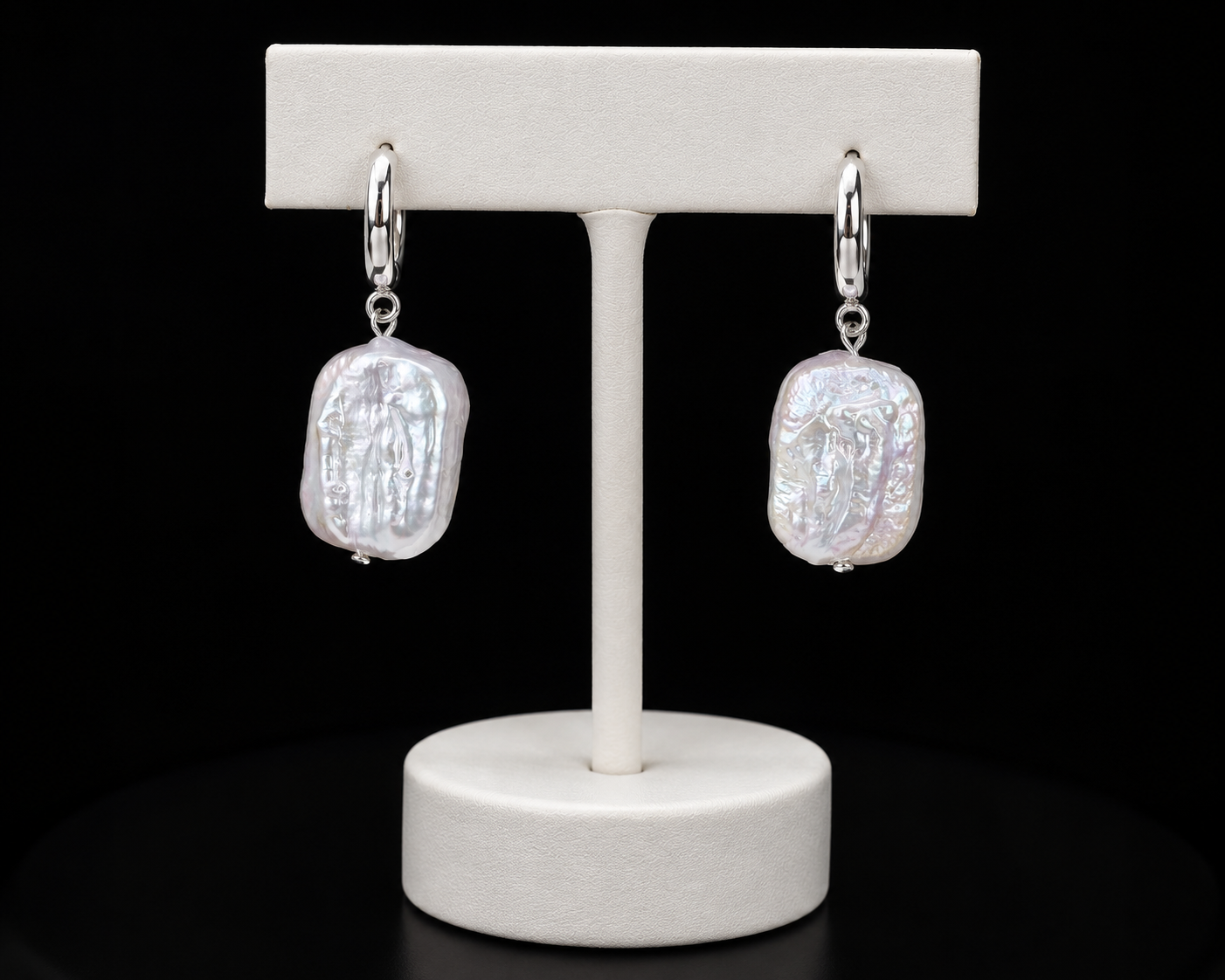 Freshwater Pearl Huggie Earrings | Sterling Silver-Plated Hoops