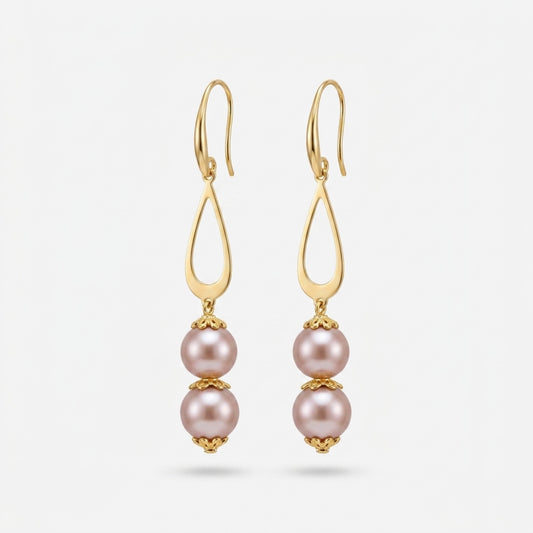 Golden Blush Faux Pearl Drop Earrings