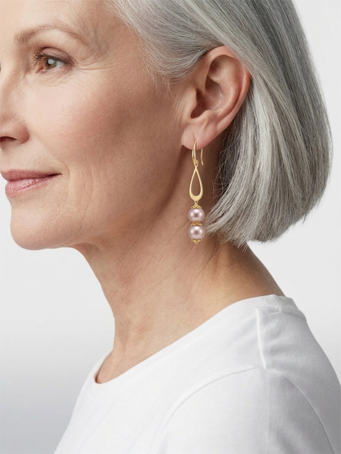 Golden Blush Faux Pearl Drop Earrings