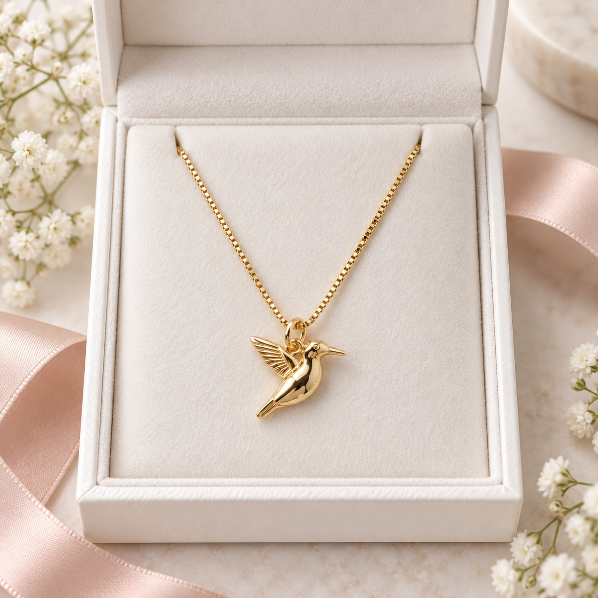 18K Gold-Filled Hummingbird Pendant Necklace