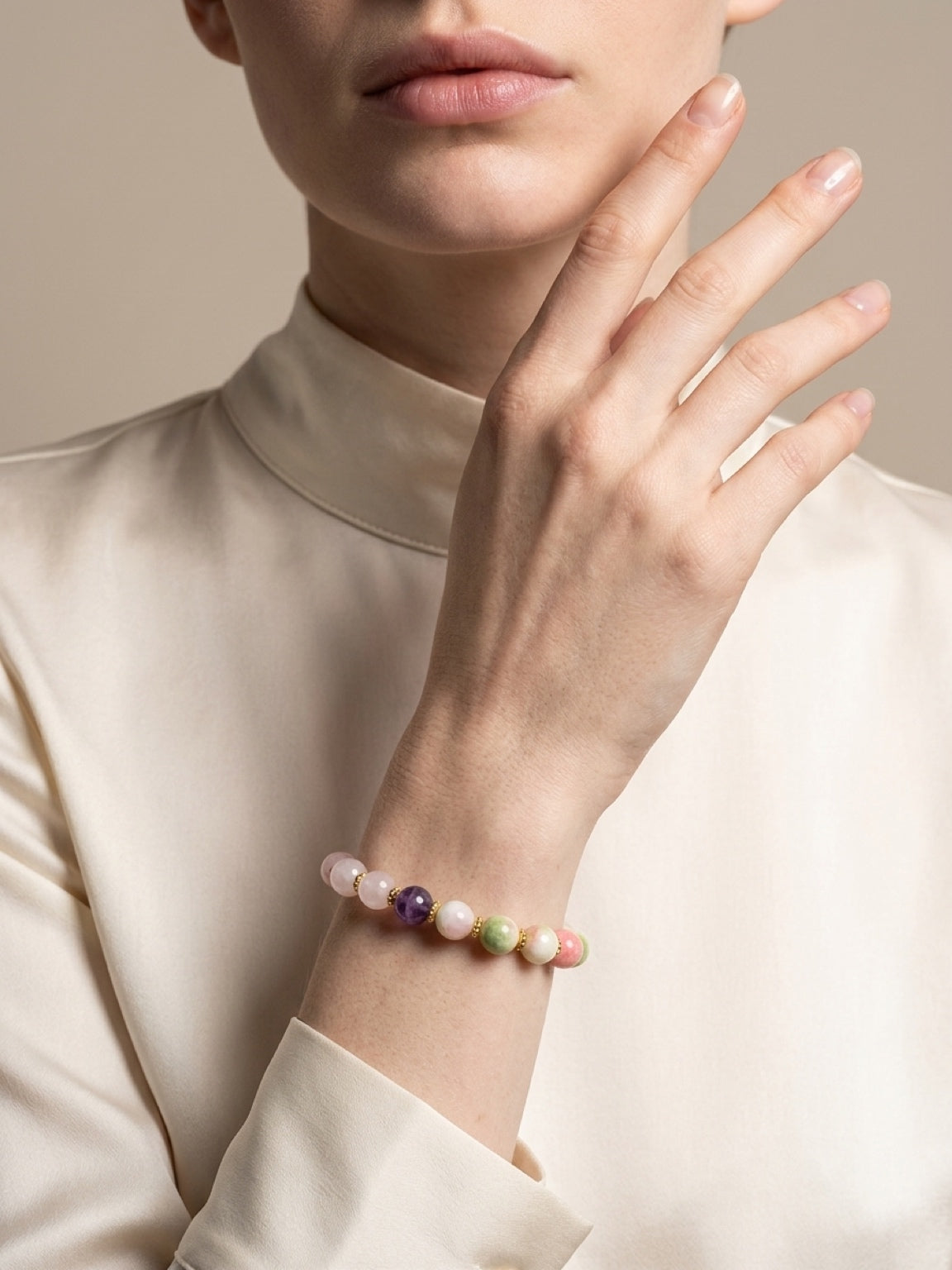 Tranquil Heart  Bracelet – Persian Jade, Rose Quartz & Milky Quartz