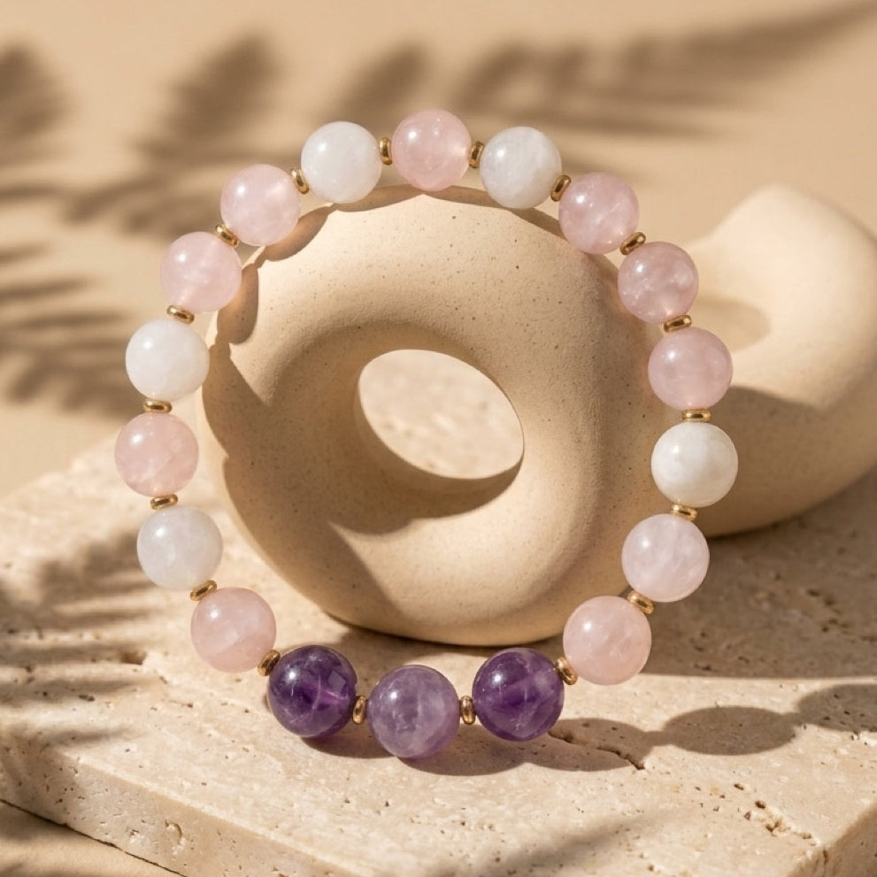 Inner Light” Bracelet – Amethyst, Rose Quartz & Milky Quartz