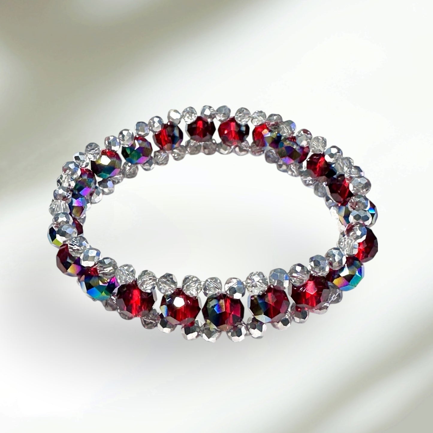 Red Austrian Crystal Three-Tier Bracelet