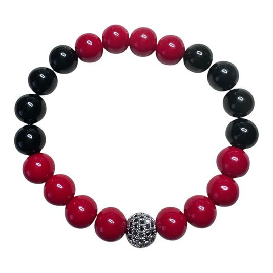 Vital Force – Red Coral & Black Onyx Unisex Bracelet (10mm)