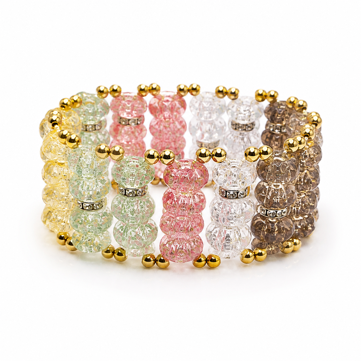 Colorful Cracked Crystal Rondelle Bracelet