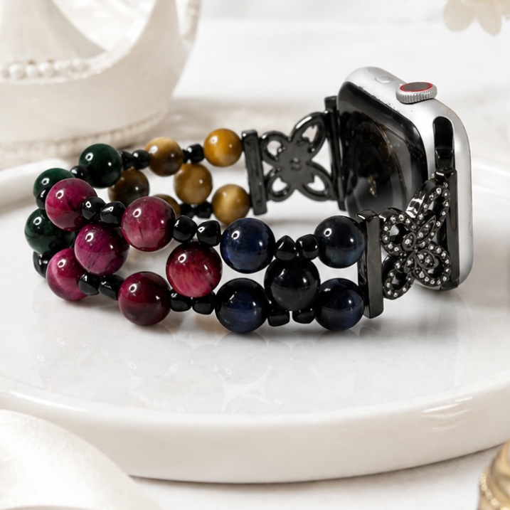 Multicolor Tiger’s Eye Butterfly Smartwatch Band