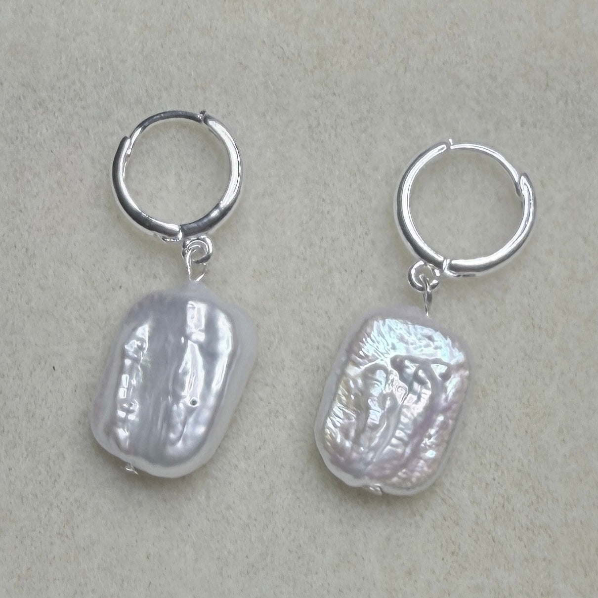 Freshwater Pearl Huggie Earrings | Sterling Silver-Plated Hoops