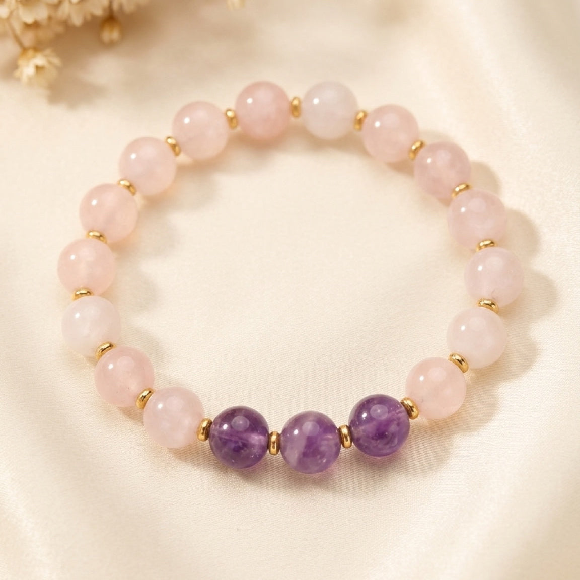 Inner Light” Bracelet – Amethyst, Rose Quartz & Milky Quartz