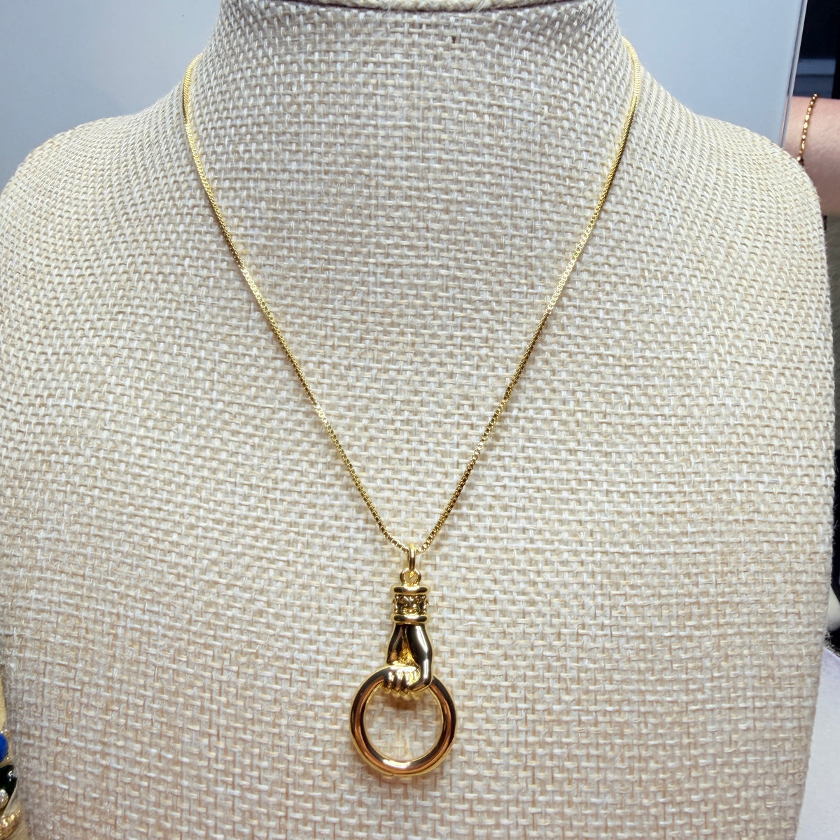 18K Gold-Filled Hand & Ring Pendant Necklace