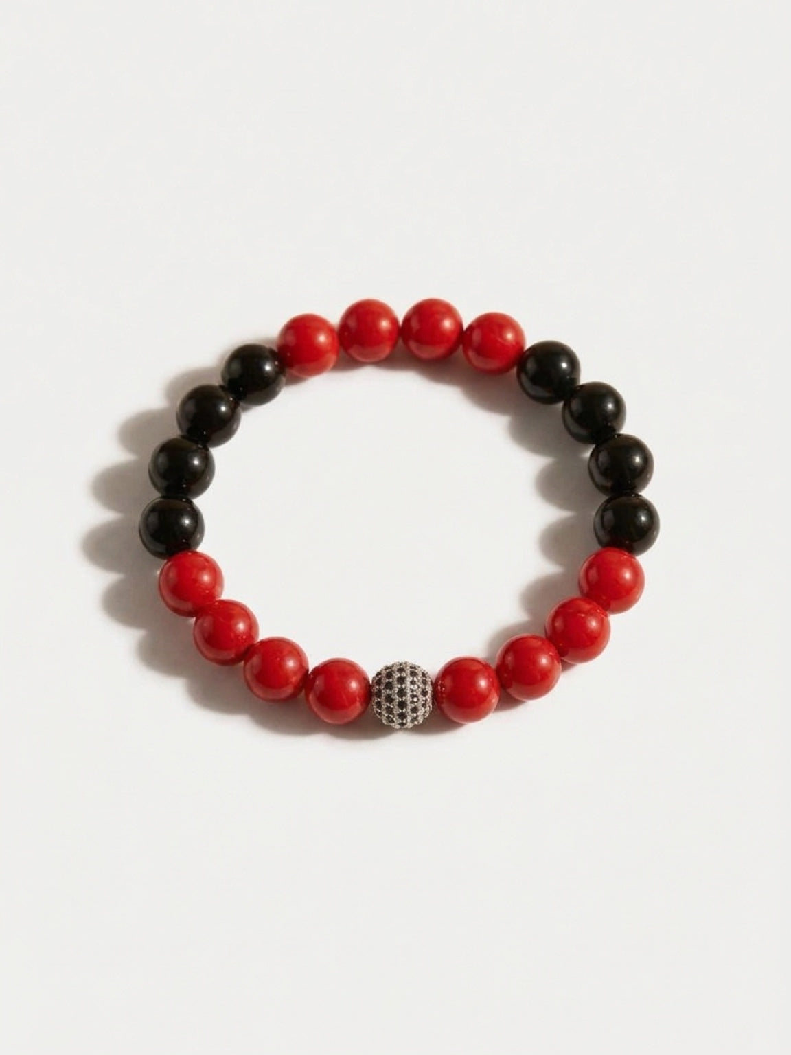 Vital Force – Red Coral & Black Onyx Unisex Bracelet (10mm)