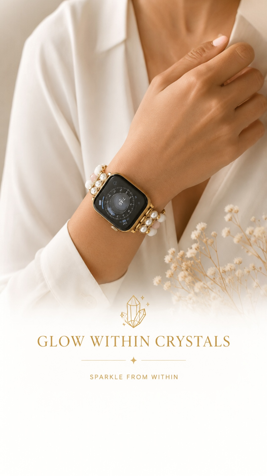 Rose Quartz & White Shell Apple Watch Bracelet