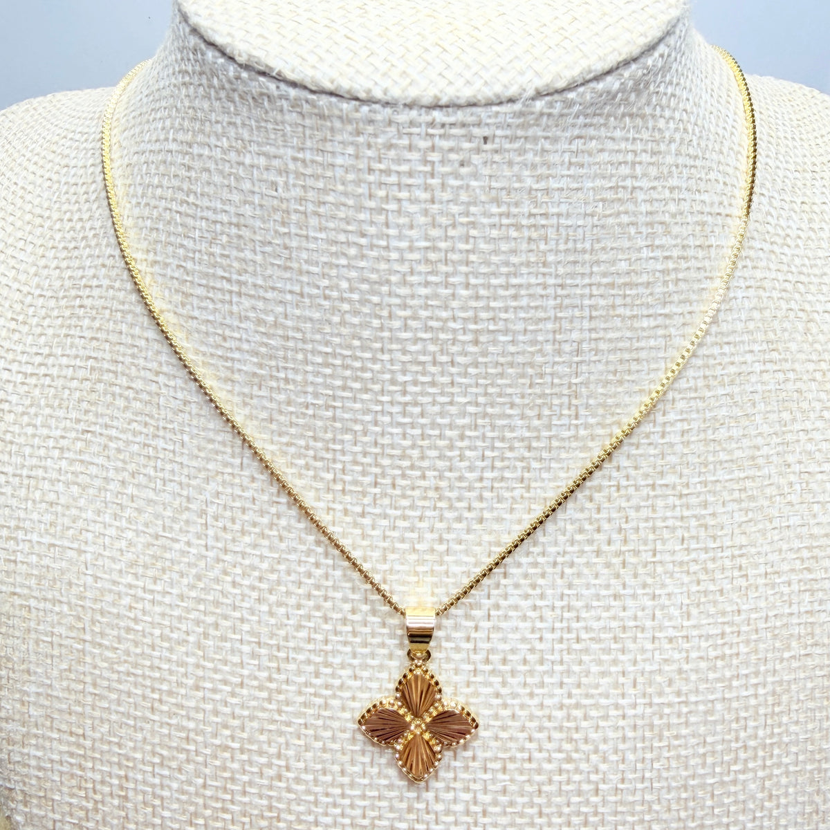 18K Gold Filled Four-Leaf Clover Necklace – 20” Lucky Clover Pendant