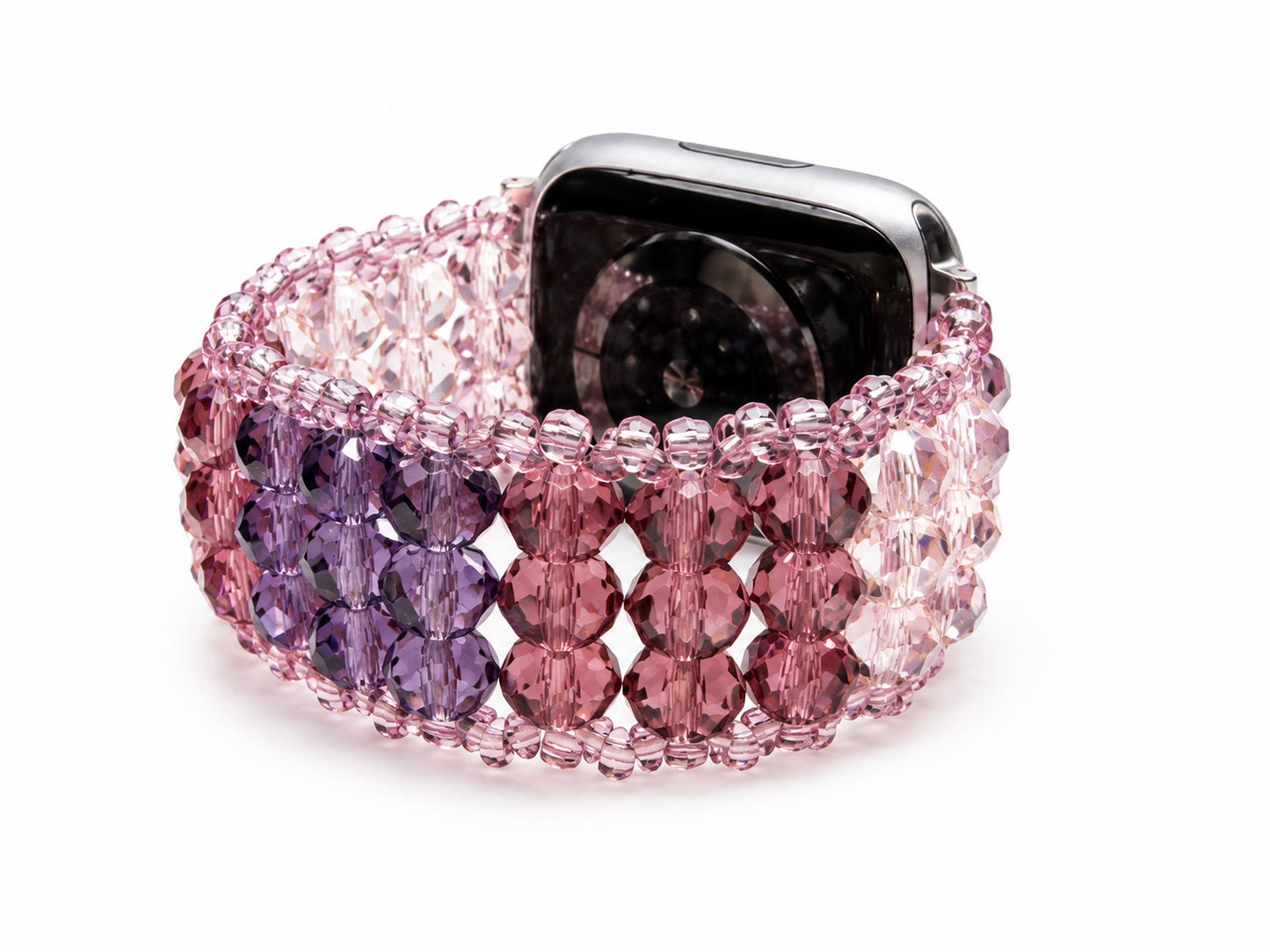 Pink & Purple Crystal Beaded Smartwatch Band