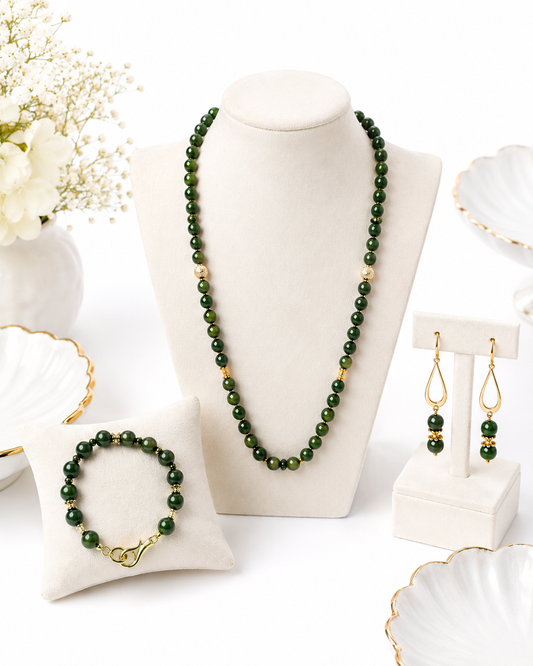Emerald Green Jade Jewelry Set