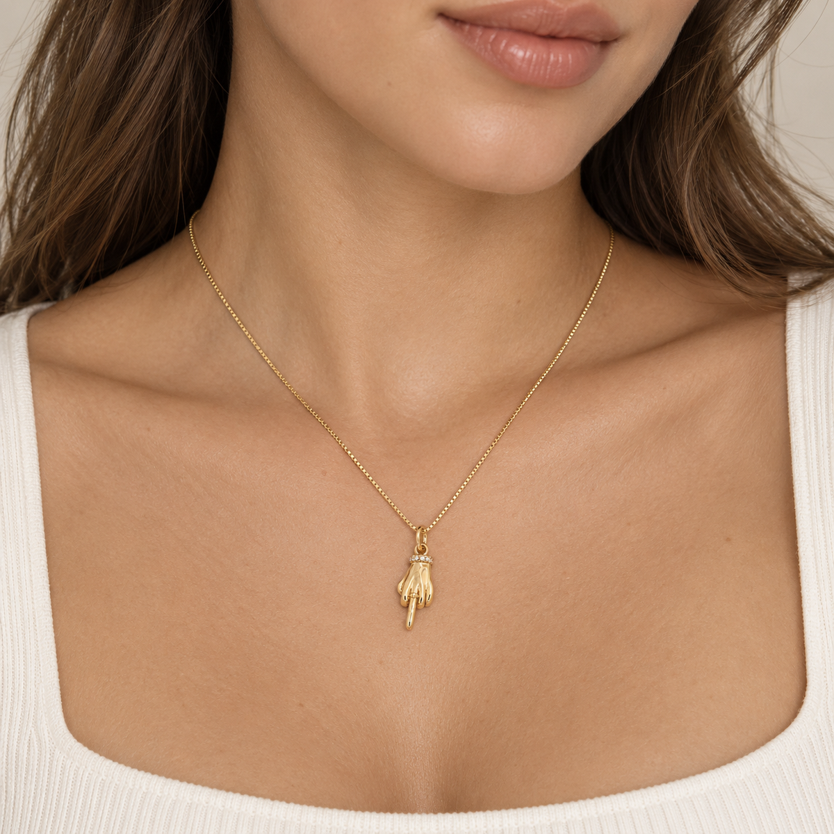 18K Gold-Filled Middle Finger Necklace