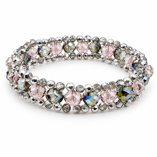 Rose AB Austrian Crystal Three-Tier Bracelet
