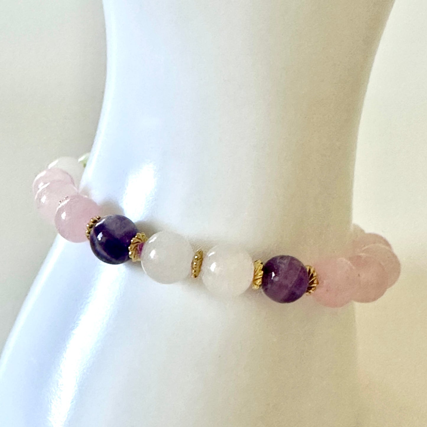 Tranquil Heart  Bracelet – Persian Jade, Rose Quartz & Milky Quartz