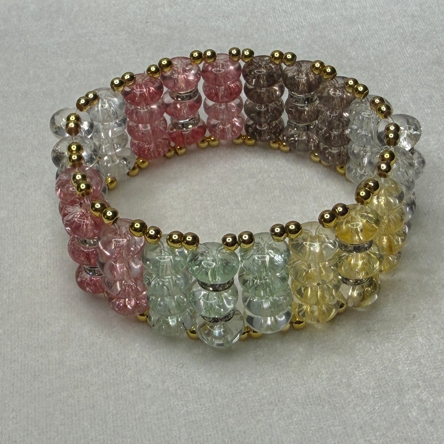 Colorful Cracked Crystal Rondelle Bracelet