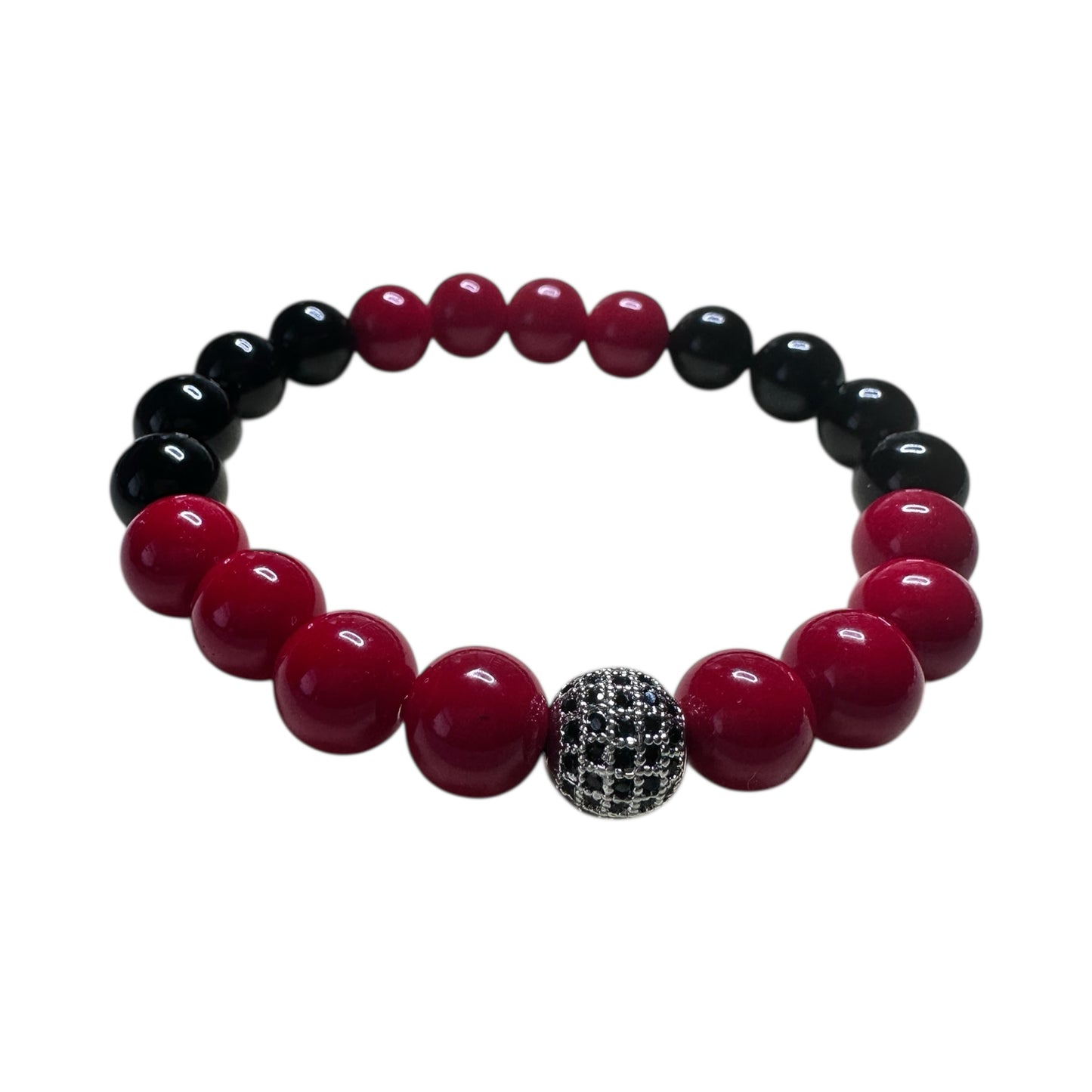 Vital Force – Red Coral & Black Onyx Unisex Bracelet (10mm)