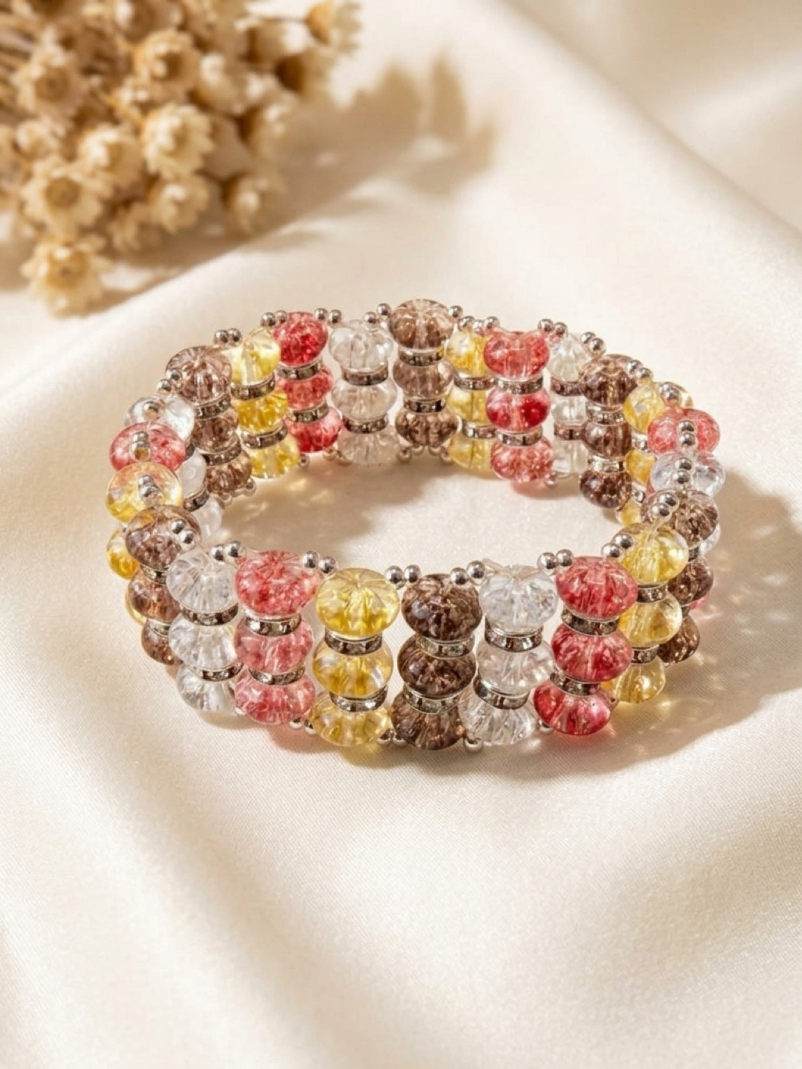 ✨ Sunset Sparkle Cracked Crystal Statement Bracelet – 7½”