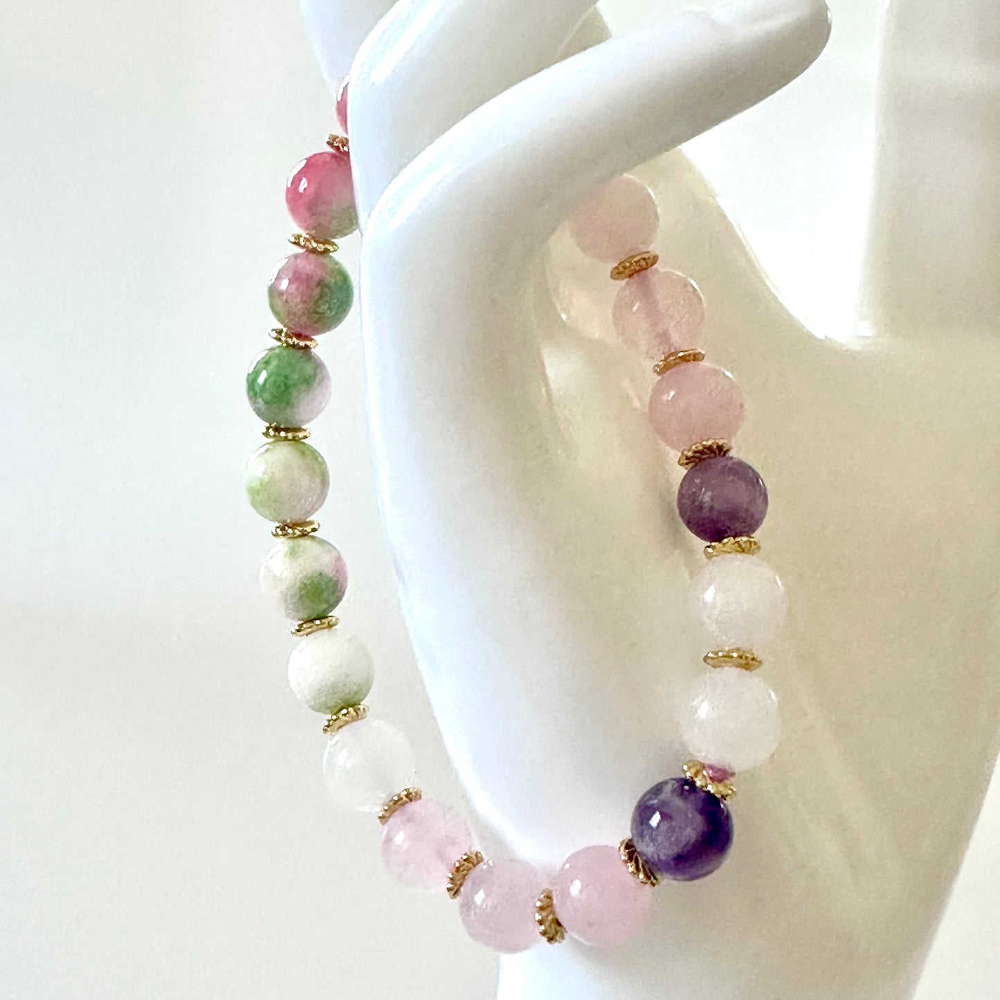 Tranquil Heart  Bracelet – Persian Jade, Rose Quartz & Milky Quartz