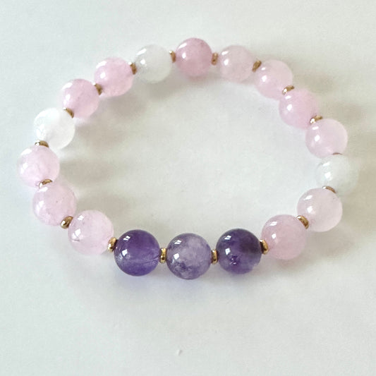 Inner Light” Bracelet – Amethyst, Rose Quartz & Milky Quartz