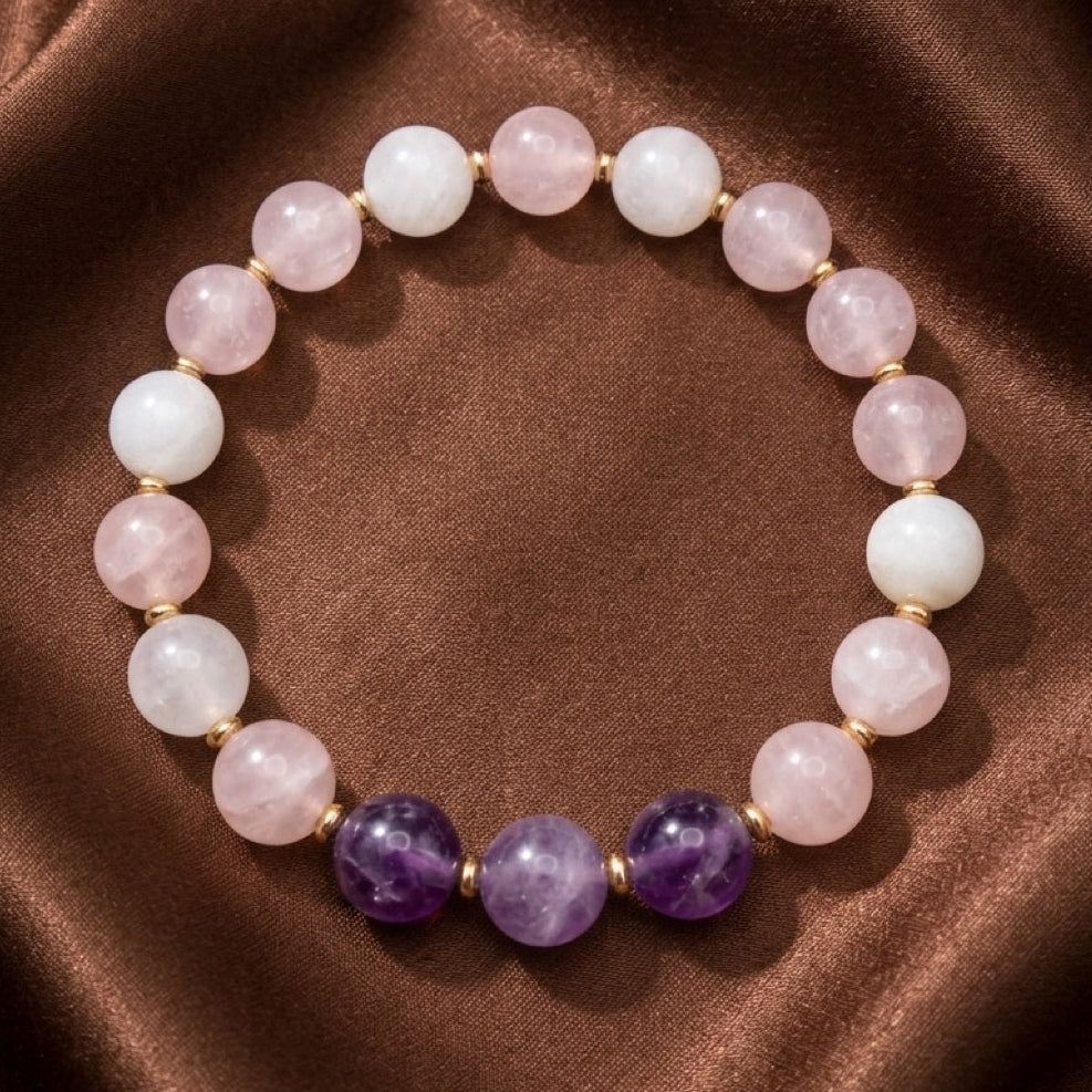 Inner Light” Bracelet – Amethyst, Rose Quartz & Milky Quartz