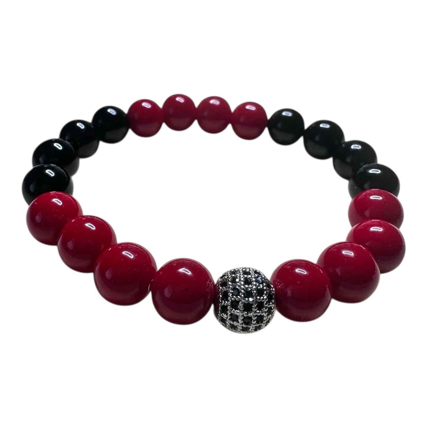Vital Force – Red Coral & Black Onyx Unisex Bracelet (10mm)