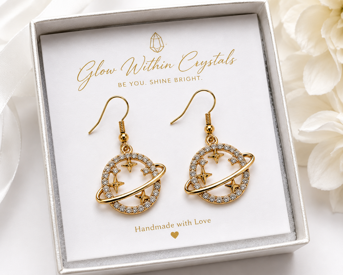 Planet Star Gold-Plated Earrings