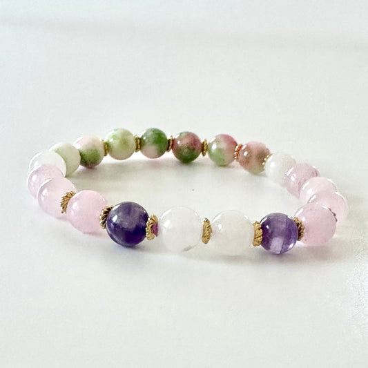 Tranquil Heart  Bracelet – Persian Jade, Rose Quartz & Milky Quartz