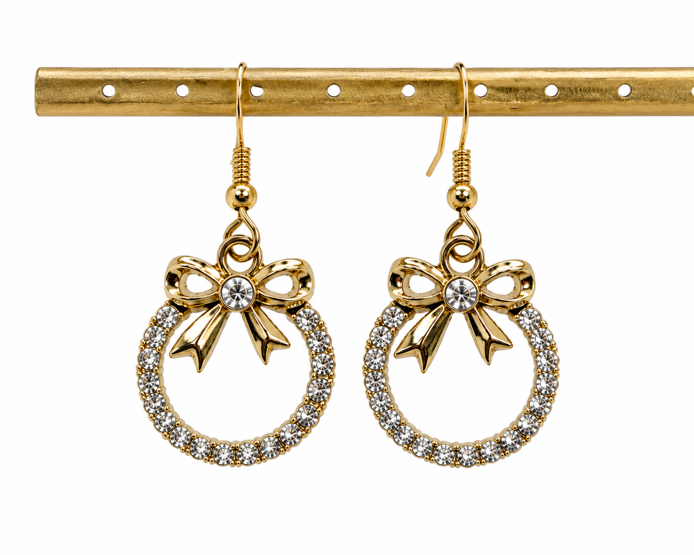 Bow Circle Gold-Plated Earrings