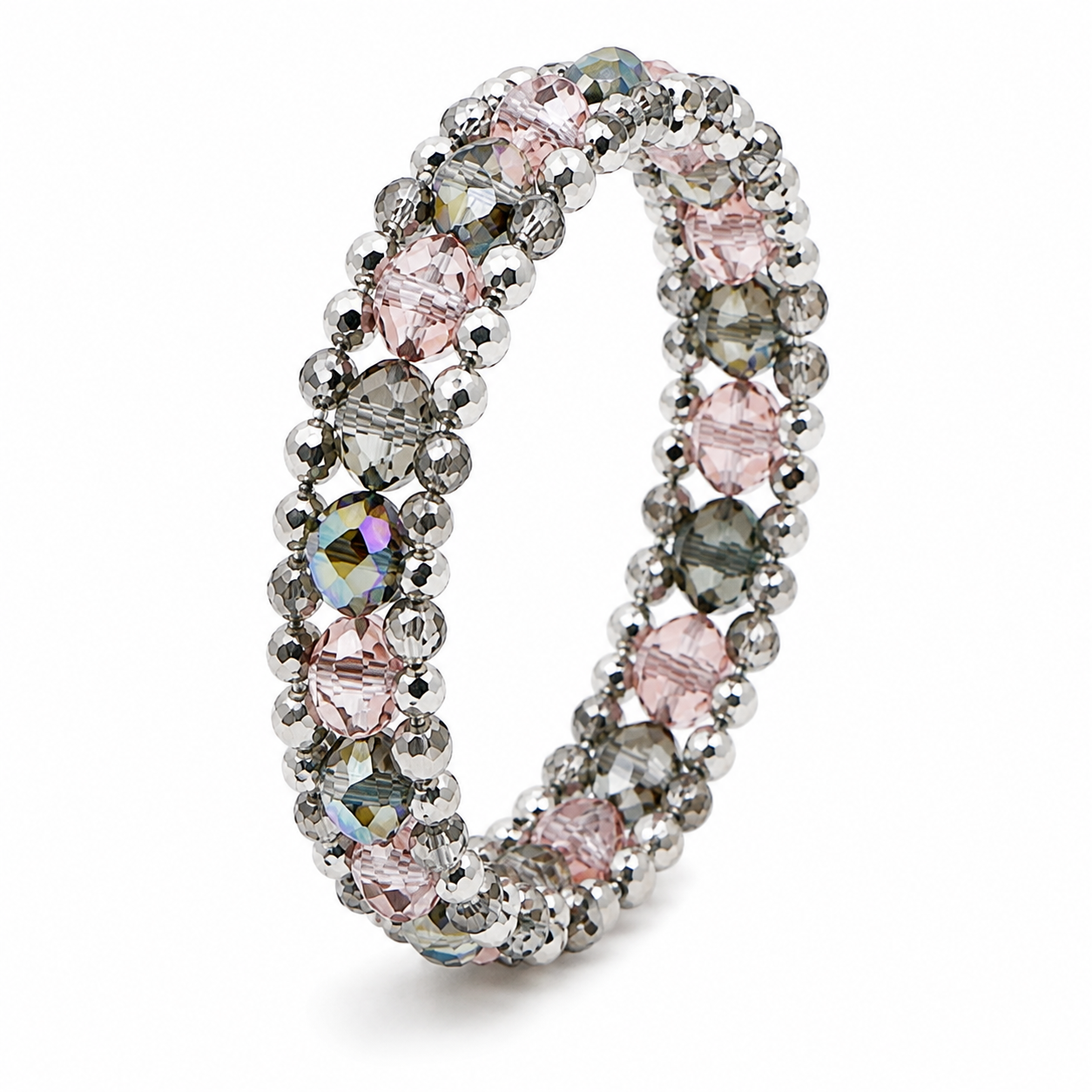 Rose AB Austrian Crystal Three-Tier Bracelet