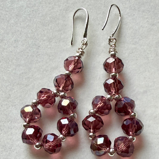 Amethyst Glow Crystal Teardrop Earrings