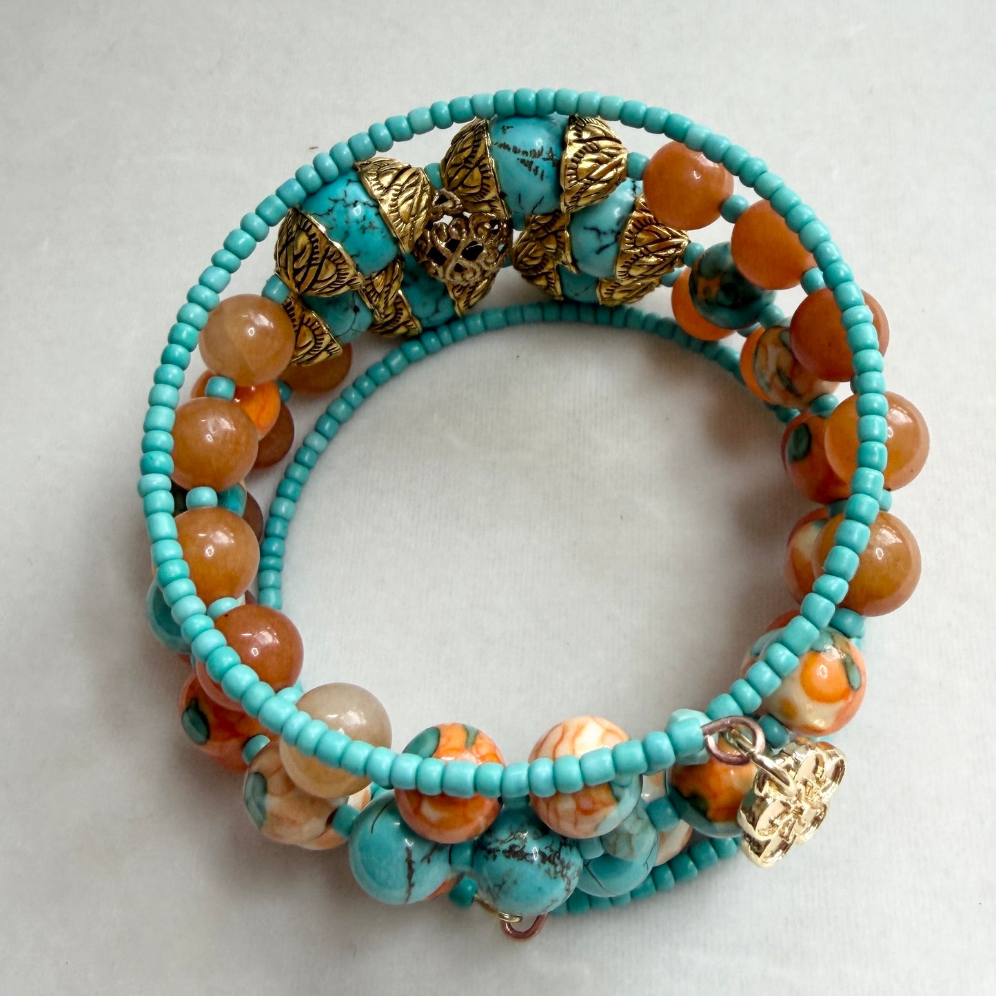 Turquoise Sunset Memory Wire Bracelet